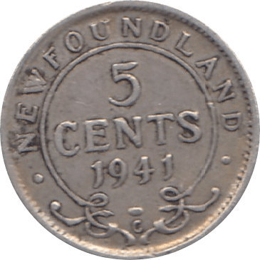 1941 SILVER 5 CENTS NEWFOUNDLAND REF H136 - SILVER WORLD COINS - Cambridgeshire Coins