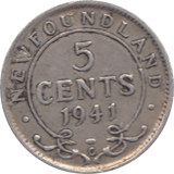 1941 SILVER 5 CENTS NEWFOUNDLAND REF H136 - SILVER WORLD COINS - Cambridgeshire Coins
