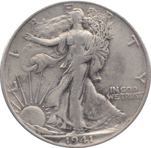 1941 SILVER HALF DOLLAR U.S.A - SILVER WORLD COINS - Cambridgeshire Coins