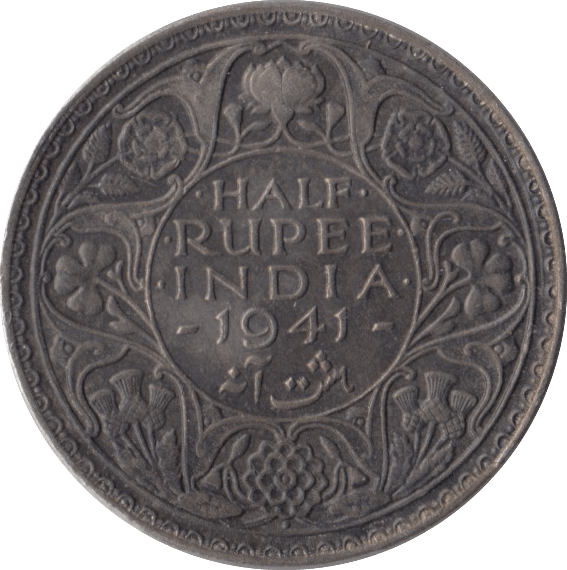 1941 SILVER HALF RUPEE INDIA - SILVER WORLD COINS - Cambridgeshire Coins