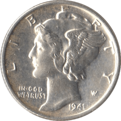 1941 SILVER ONE DIME USA - SILVER WORLD COINS - Cambridgeshire Coins