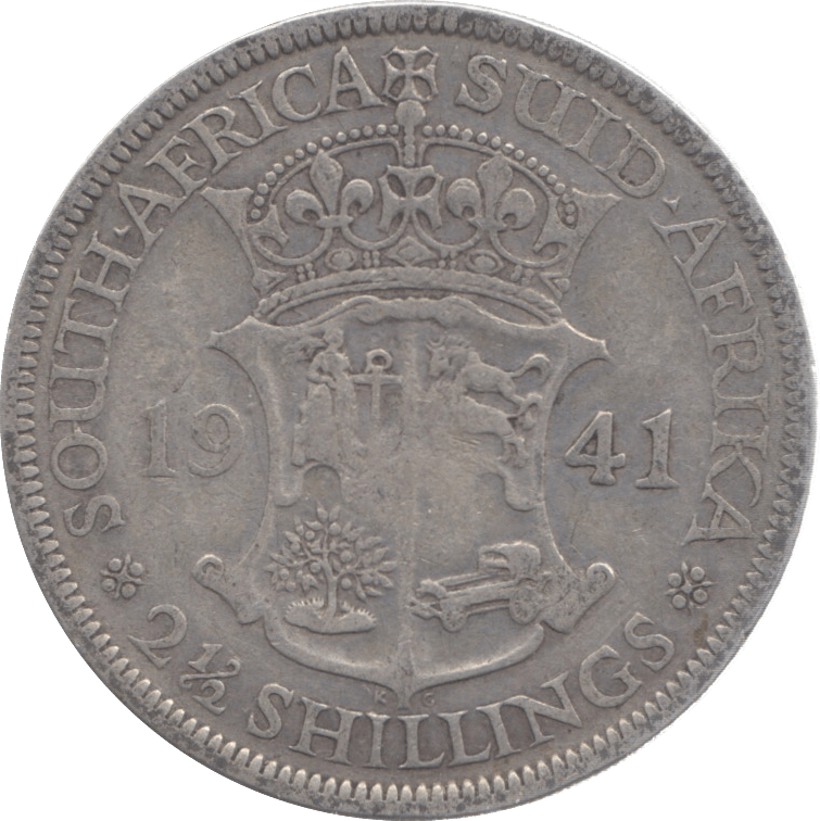 1941 SILVER SOUTH AFRICA 2 1/2 SHILLINGS - WORLD SILVER COINS - Cambridgeshire Coins
