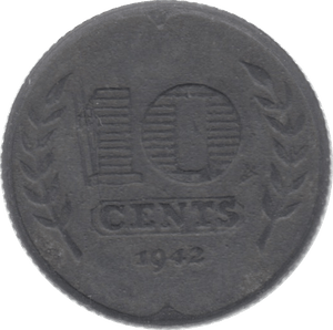1942 10 CENTS ZINC NAZI OCCUPATION NETHERLANDS - WORLD COINS - Cambridgeshire Coins