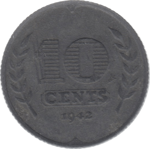1942 10 CENTS ZINC NAZI OCCUPATION NETHERLANDS - WORLD COINS - Cambridgeshire Coins