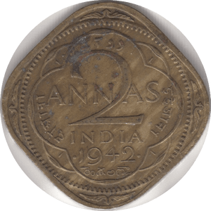 1942 2 ANNAS INDIA - WORLD COINS - Cambridgeshire Coins