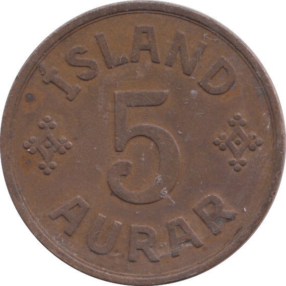 1942 5 AURA ICELAND - WORLD COINS - Cambridgeshire Coins