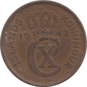 1942 5 AURA ICELAND - WORLD COINS - Cambridgeshire Coins
