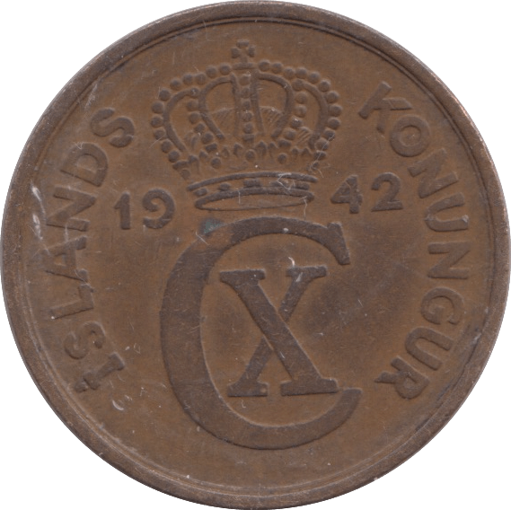 1942 5 AURA ICELAND - WORLD COINS - Cambridgeshire Coins