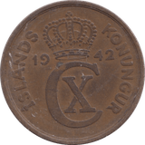 1942 5 AURA ICELAND - WORLD COINS - Cambridgeshire Coins
