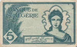 1942 5 FRANCS BANKNOTE ALGERIA REF 541 - World Banknotes - Cambridgeshire Coins