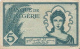 1942 5 FRANCS BANKNOTE ALGERIA REF 541 - World Banknotes - Cambridgeshire Coins