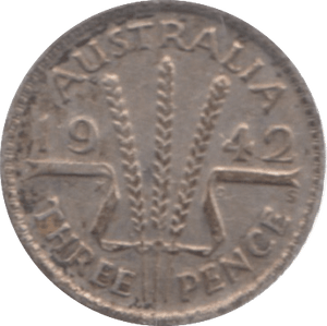 1942 AUSTRALIA SILVER THREEPENCE - SILVER WORLD COINS - Cambridgeshire Coins