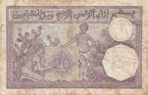 1942 BANQUE DE L'ALGERIE VINGT (20) FRANCS ALGERIA REF 1207 - World Banknotes - Cambridgeshire Coins