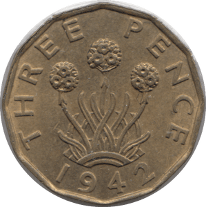 1942 BRASS THREEPENCE ( AUNC ) 3 - Threepence - Cambridgeshire Coins