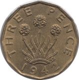 1942 BRASS THREEPENCE ( AUNC ) 3 - Threepence - Cambridgeshire Coins