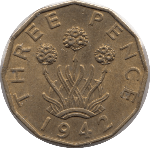 1942 BRASS THREEPENCE ( BU ) 3 - Threepence - Cambridgeshire Coins