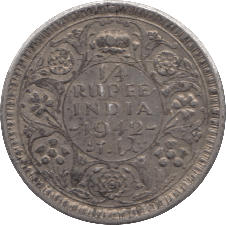 1942 EAST INDIA COMPANY QUARTER RUPEE - WORLD SILVER COINS - Cambridgeshire Coins
