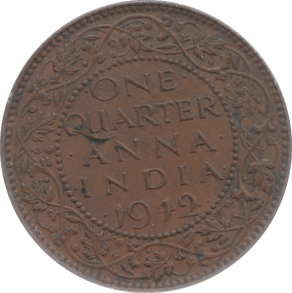 1942 INDIA 1/4 ANNA 4 - WORLD COINS - Cambridgeshire Coins