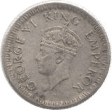 1942 INDIA SILVER 1/4 RUPEE - SILVER WORLD COINS - Cambridgeshire Coins