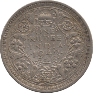1942 INDIA SILVER ONE RUPEE - WORLD COINS - Cambridgeshire Coins