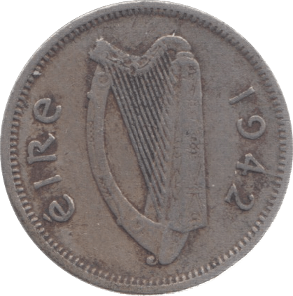 1942 IRELAND THREEPENCE - WORLD COINS - Cambridgeshire Coins