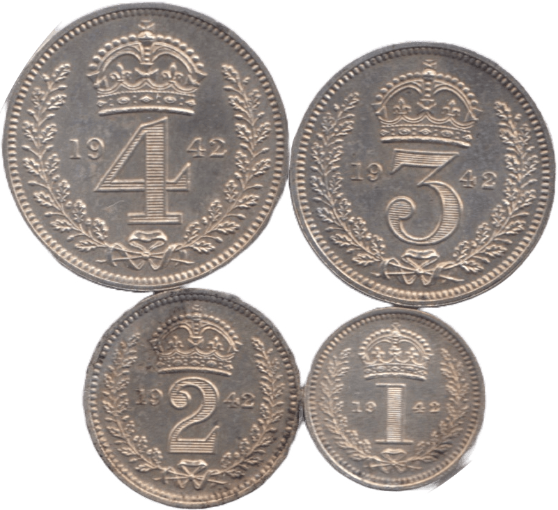 1942 MAUNDY SET GEORGE VI - Maundy Set - Cambridgeshire Coins
