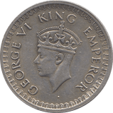 1942 SILVER 1/2 RUPEE INDIA - SILVER WORLD COINS - Cambridgeshire Coins