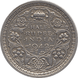 1942 SILVER 1/2 RUPEE INDIA - SILVER WORLD COINS - Cambridgeshire Coins