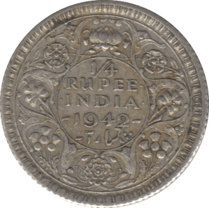 1942 SILVER 1/4 RUPEE INDIA - SILVER WORLD COINS - Cambridgeshire Coins