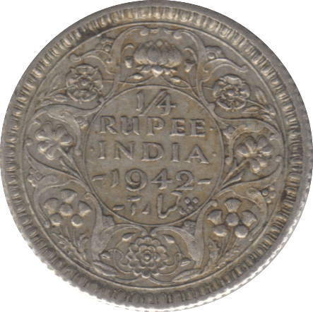 1942 SILVER 1/4 RUPEE INDIA - SILVER WORLD COINS - Cambridgeshire Coins