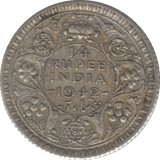 1942 SILVER 1/4 RUPEE INDIA - SILVER WORLD COINS - Cambridgeshire Coins