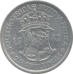 1942 SILVER 2 1/2 SHILLINGS SOUTH AFRICA - WORLD SILVER COINS - Cambridgeshire Coins