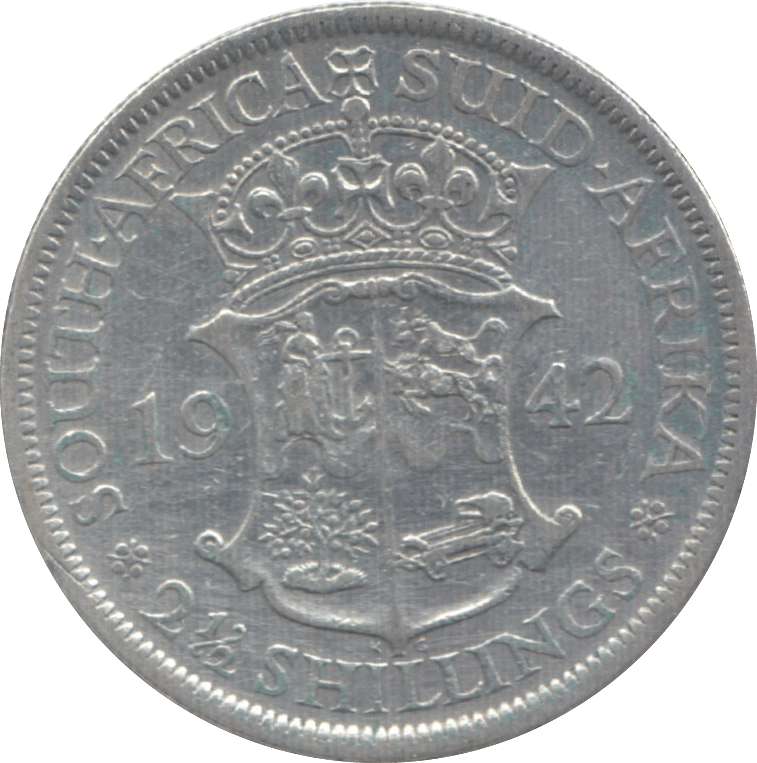 1942 SILVER 2 1/2 SHILLINGS SOUTH AFRICA - WORLD SILVER COINS - Cambridgeshire Coins