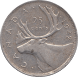 1942 SILVER 25 CENTS CANADA - SILVER WORLD COINS - Cambridgeshire Coins