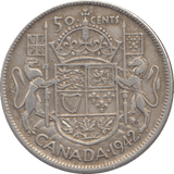1942 SILVER FIFTY CENTS CANADA - SILVER WORLD COINS - Cambridgeshire Coins