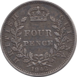 1942 SILVER FOURPENCE BRITISH GUIANA ( GVF ) - Fourpence - Cambridgeshire Coins