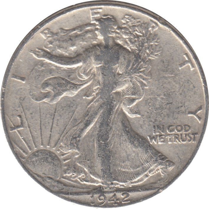 1942 SILVER HALF DOLLAR USA A - WORLD SILVER COINS - Cambridgeshire Coins