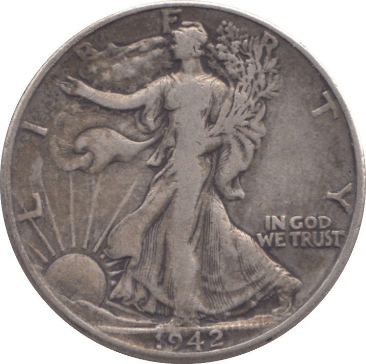 1942 SILVER HALF DOLLAR USA - SILVER WORLD COINS - Cambridgeshire Coins