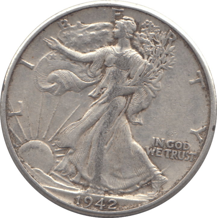1942 SILVER HALF DOLLAR USA - SILVER WORLD COINS - Cambridgeshire Coins