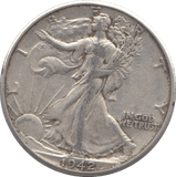 1942 SILVER HALF DOLLAR USA - SILVER WORLD COINS - Cambridgeshire Coins