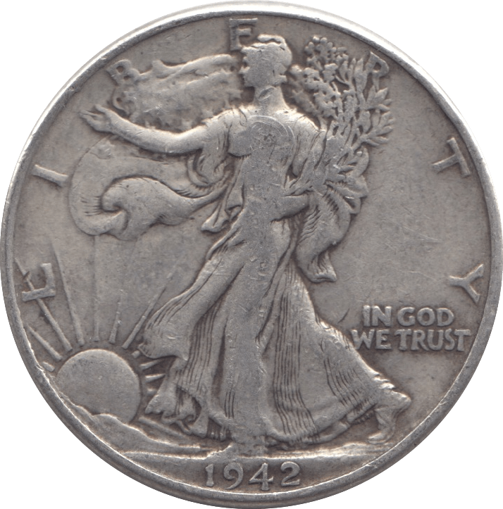 1942 SILVER HALF DOLLAR USA - SILVER WORLD COINS - Cambridgeshire Coins