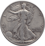 1942 SILVER HALF DOLLAR USA - SILVER WORLD COINS - Cambridgeshire Coins