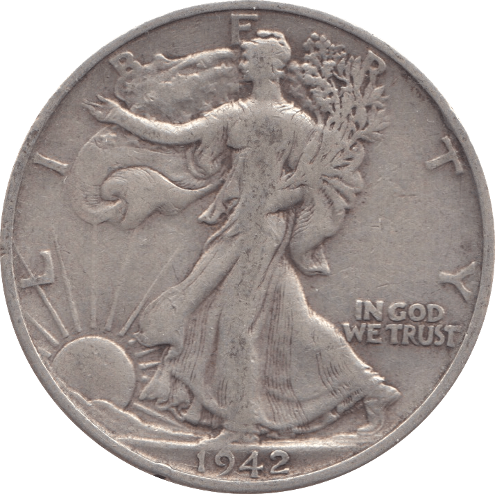 1942 SILVER HALF DOLLAR USA - SILVER WORLD COINS - Cambridgeshire Coins