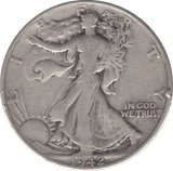 1942 SILVER HALF DOLLAR USA - SILVER WORLD COINS - Cambridgeshire Coins