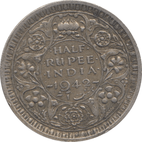 1942 SILVER HALF RUPEE INDIA - SILVER WORLD COINS - Cambridgeshire Coins