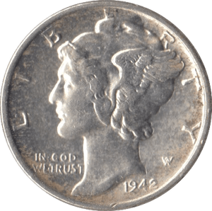 1942 SILVER ONE DIME USA - SILVER WORLD COINS - Cambridgeshire Coins