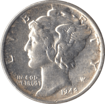 1942 SILVER ONE DIME USA - SILVER WORLD COINS - Cambridgeshire Coins