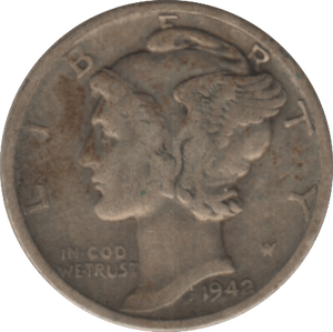 1942 SILVER ONE DIME USA - WORLD SILVER COINS - Cambridgeshire Coins