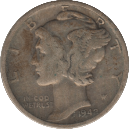 1942 SILVER ONE DIME USA - WORLD SILVER COINS - Cambridgeshire Coins