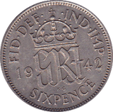 1942 SIXPENCE ( AUNC ) - Sixpence - Cambridgeshire Coins